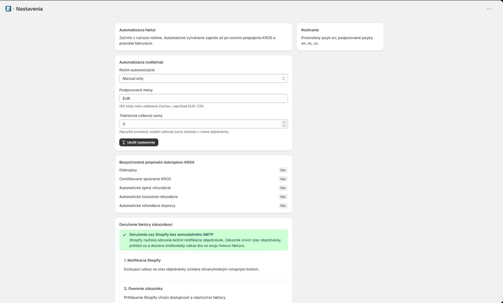 Invoice automation and customer delivery settings