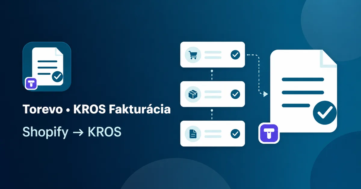 Torevo • KROS Fakturácia – Shopify workflow